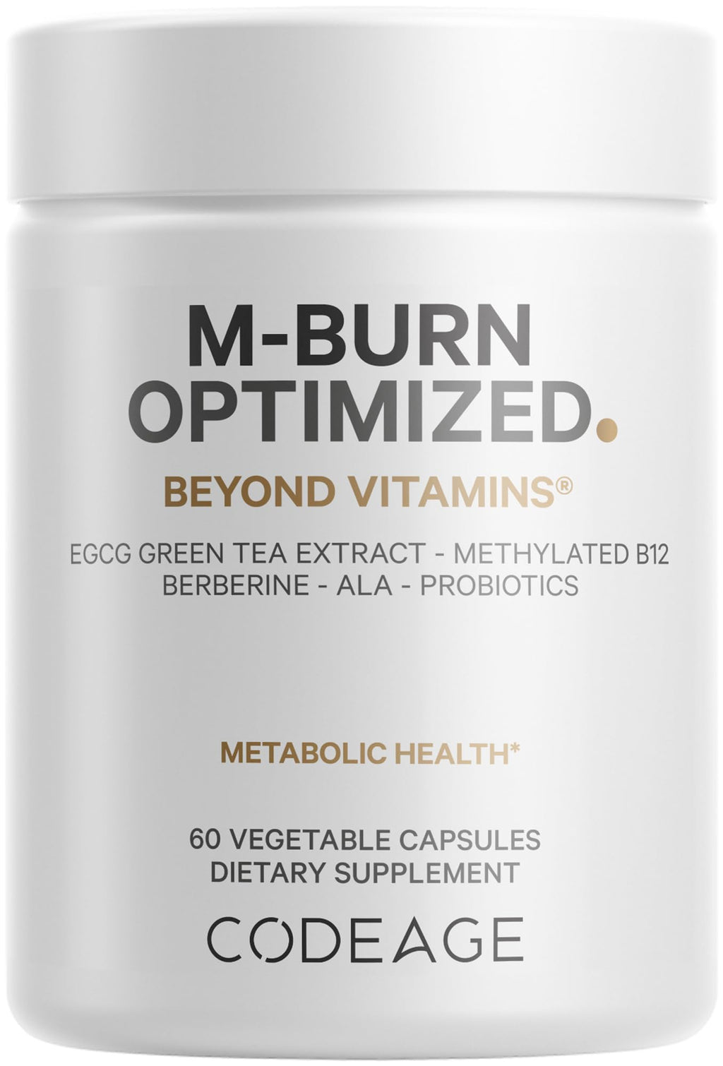 Codeage M-Burn Optimized Supplement - Decaffeinated Green Tea Std. to 50% EGCG, Berberine, Akkermansia, Vitamin B12 - Probiotics - Vitamins - 60 Capsules Codeage Au supplements
