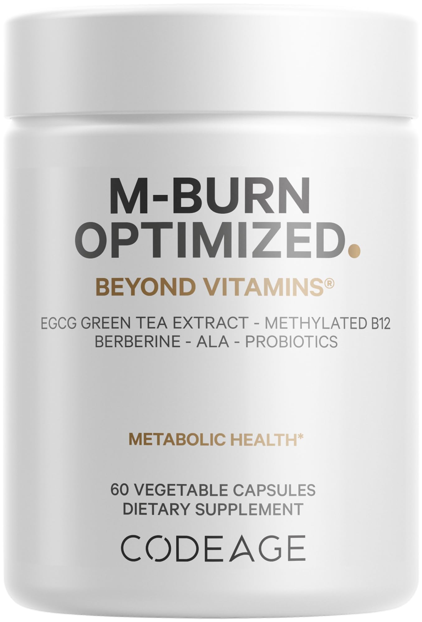 Codeage M-Burn Optimized Supplement - Decaffeinated Green Tea Std. to 50% EGCG, Berberine, Akkermansia, Vitamin B12 - Probiotics - Vitamins - 60 Capsules Codeage Au supplements