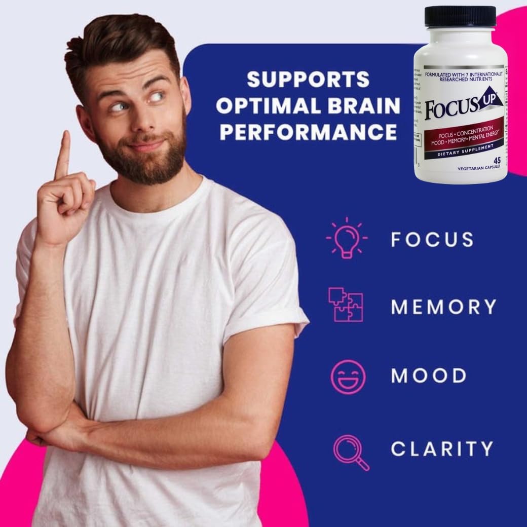 FocusUP Brain & Energy Support Supplement – Natural Nootropic Capsules with Acetyl L-Carnitine, Rhodiola, DMAE & Huperzine-A | Supports Focus, Memory, Mood & Mental Clarity | 45 Sugar-Free Capsules Xooma Au supplements