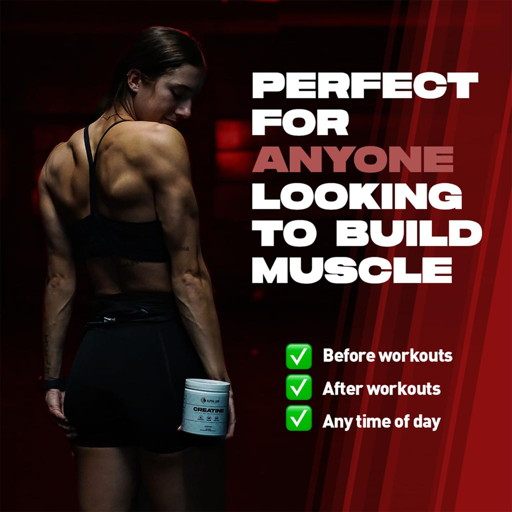 ALPHA LION Creatine Monohydrate Powder, 5000mg Per Serving (5g), Supports Muscle Strength, Power, Athletic Performance, Pure Creatina Monohydrata
