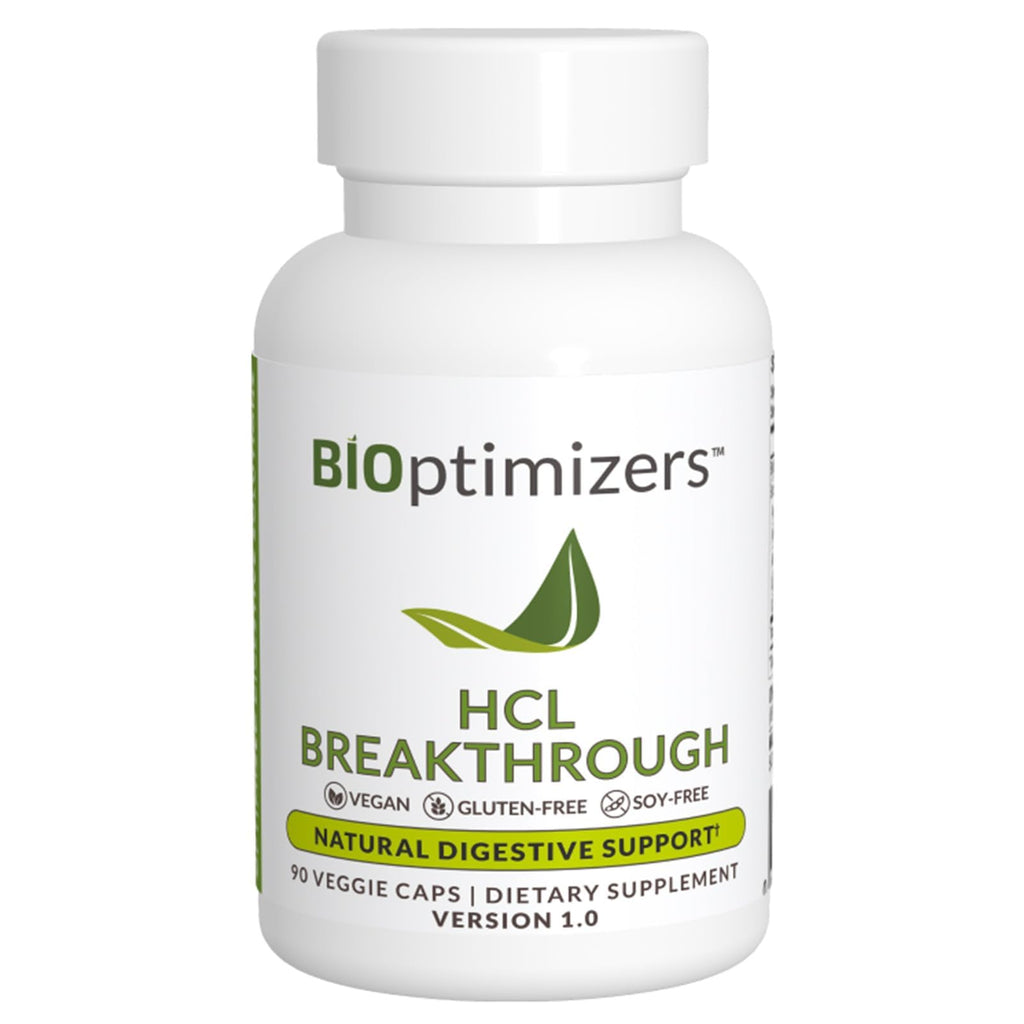 BIOptimizers HCL Breakthrough - Betaine Hydrochloride Enzymes Supplement - Assists with Protein Breakdown and Absorption - Helps Gas and Heartburn Relief