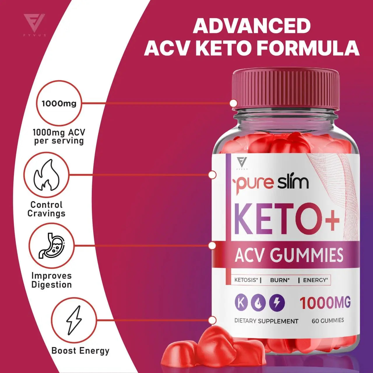 (5 Pack) Pure Slim Keto ACV Gummies, Pure Slim Keto ACV Gummies Advanced Weight Loss Fyvus Au supplements