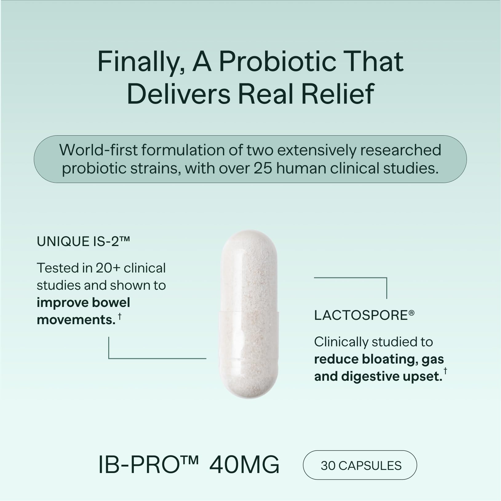 MIOME IB-PRO Bacillus Coagulans Probiotic - 2-1 Lactospore & Unique is-2 for Occasional Constipation, Bloating & Digestive Upset - 3rd Party Verified - 30 Capsules MIOME Au supplements