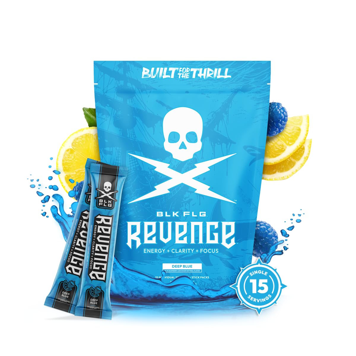 REVENGE BLK FLG Energy Drink Mix – Healthy Coffee Alternative with Natural Caffeine & Nootropics – Focus & Clean Energy Supplement – Sugar Free – 15 On-The-Go Stick Packs REVENGE Au supplements