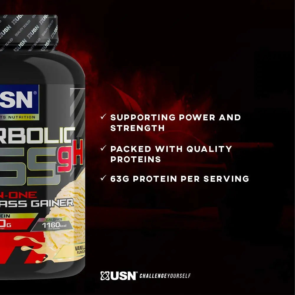 USN Hyperbolic Mass Strawberry 6kg: High Calorie Mass Gainer Protein Powder for Fast Muscle Mass USN Au supplements