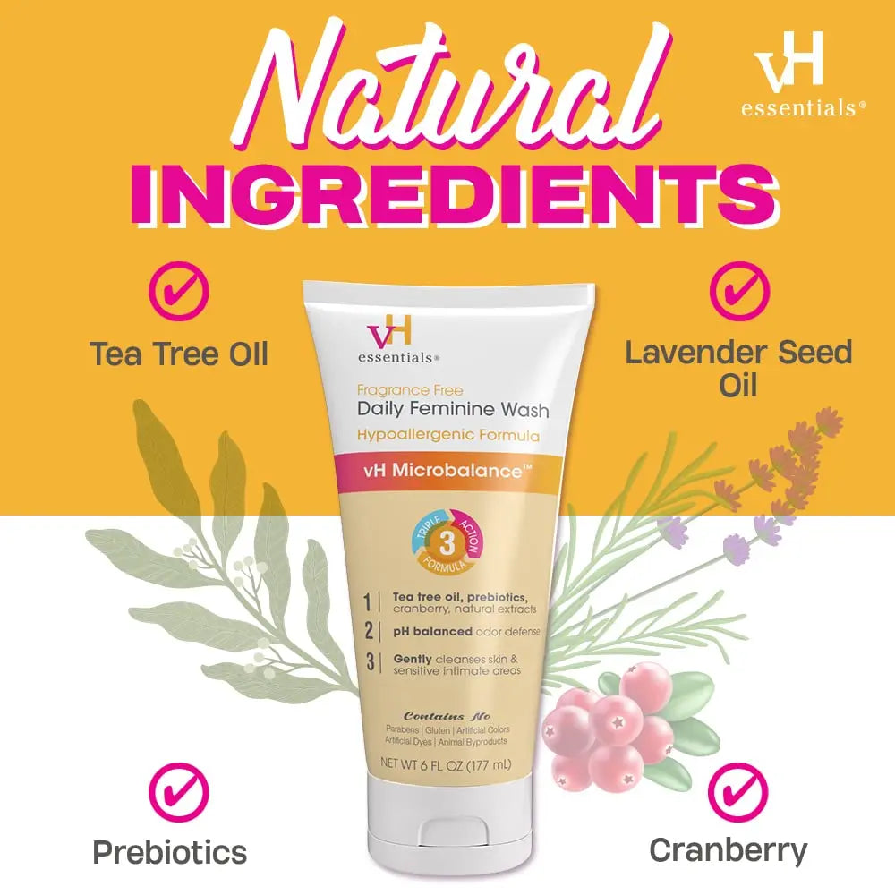vH essentials Daily Feminine Wash - Fragrance Free, Hypoallergenic with Tea Tree Oil vH essentials Au supplements