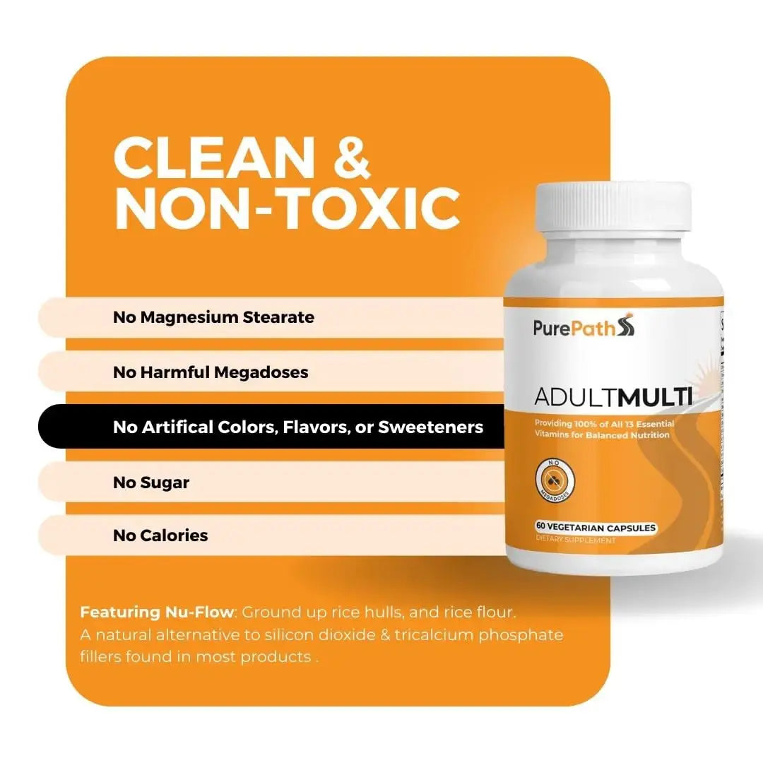PurePath Non-Toxic Adult Multivitamin - 13 Vitamins - 100% RDA - No Harmful Megadoses - with B6 & B12 PurePath Au supplements