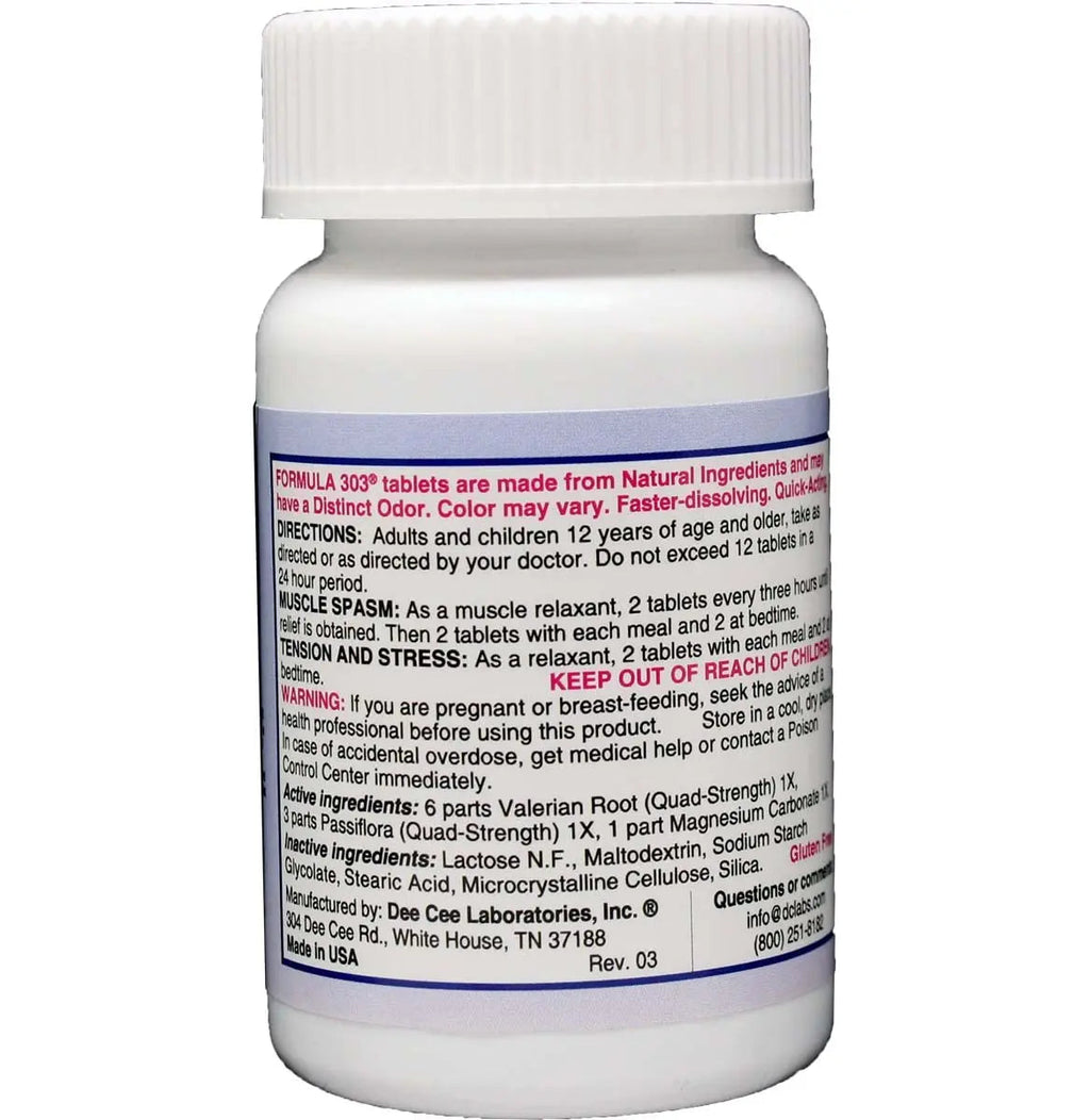 Dee CEE Labs Formula 303 Maximum Strength Tablets, 45 Tablets; All-Natural containing Dee Cee Laboratories Au supplements
