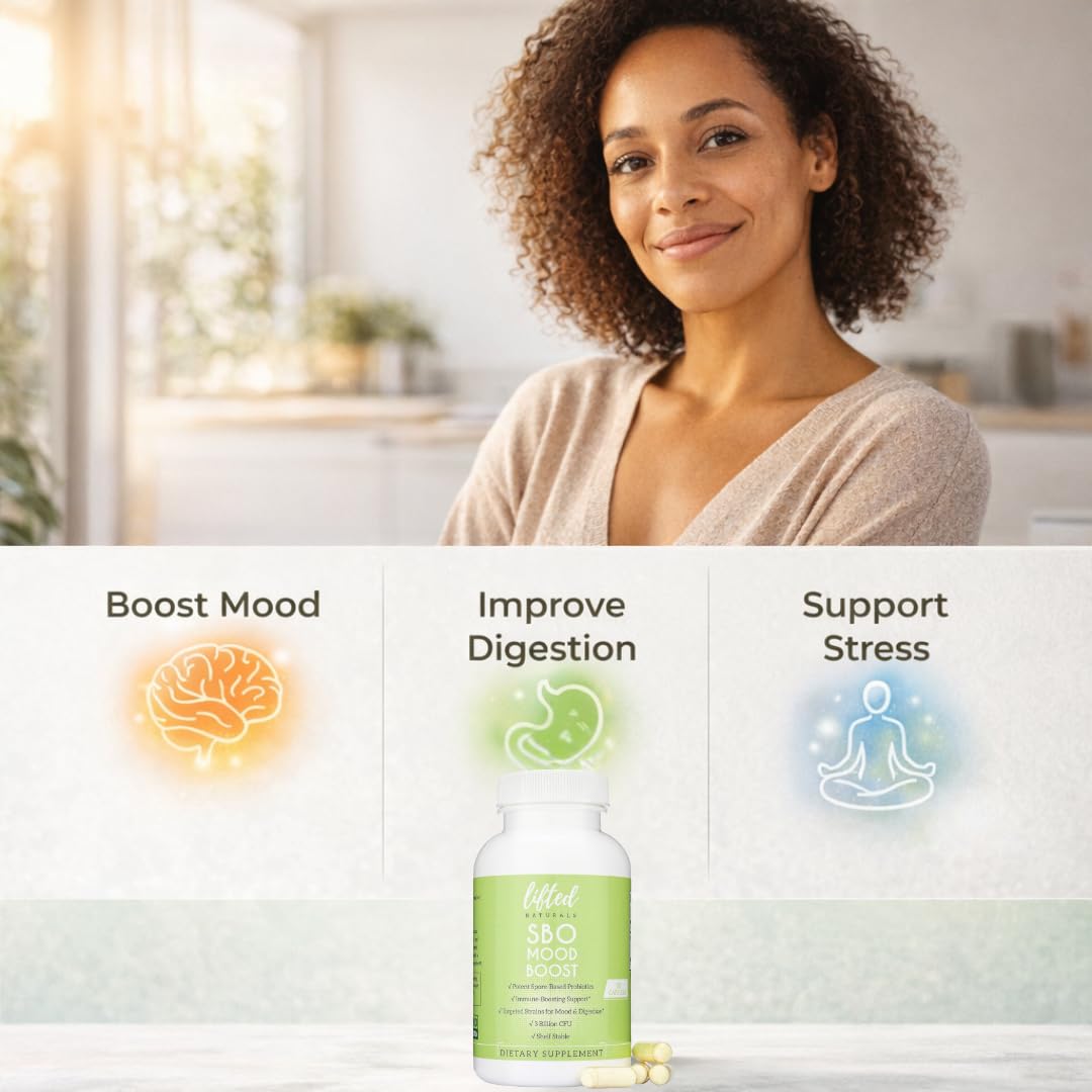 Lifted Naturals Spore Based Probiotic Probiotics - SBO Mood Boost - Spore/Soil-Based - Digestion & Natural Mood Support - Histamine-Free - 60 Day Supply, Non-GMO, Dairy-Free, Gluten-Free, Vegan Lifted Naturals Au supplements