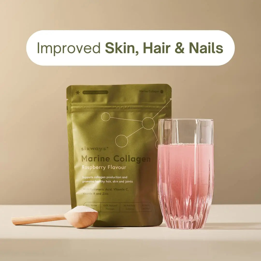 Sixways Wild Marine Collagen Powder, Raspberry Flavour, 28 Servings (150g per pouch Sixways Au supplements