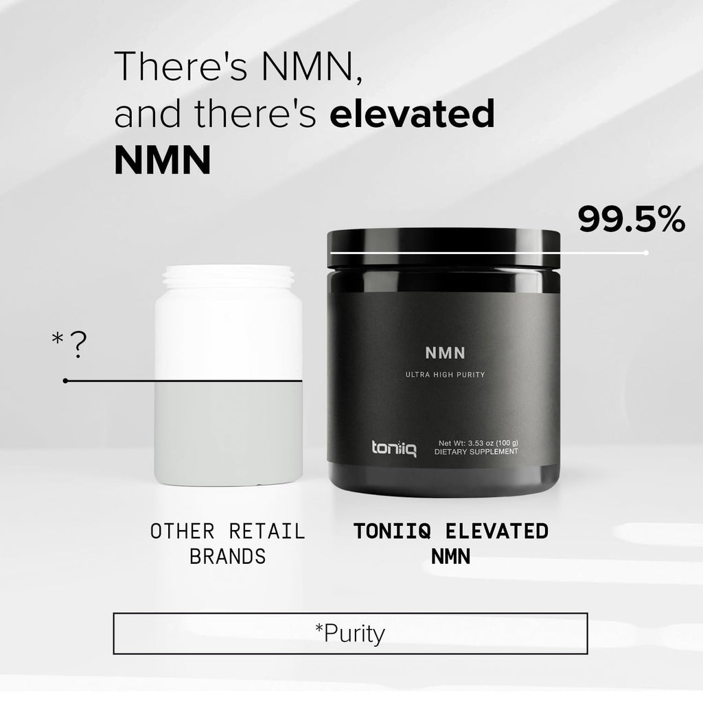 Toniiq Ultra High Purity NMN Powder - 100 Grams - 99.5% Highly Purified and Highly Bioavailable - Fully Stabilized Formula - Supports NAD+ Levels - Nicotinamide Mononucleotide Powder Supplement Toniiq Au supplements