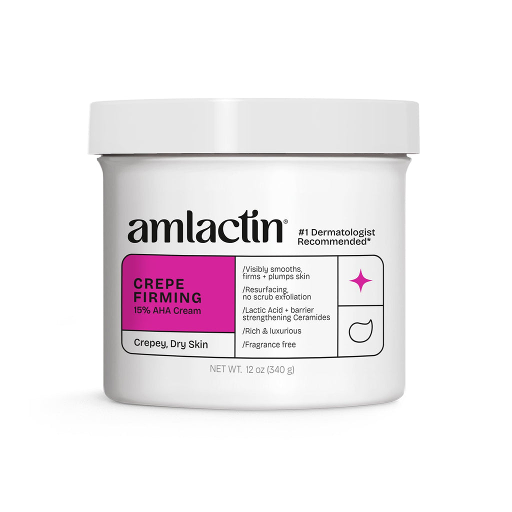 AmLactin Crepe Firming Cream - Therapeutic Skin Tightening Cream for Body – No-Scrub Exfoliator and Moisturizer
