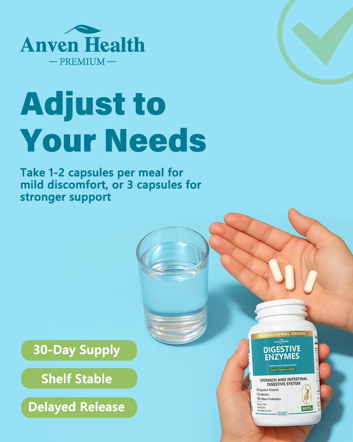 Anven Health 800mg Digestive Enzymes for Men and Women with Probiotics & Prebiotics, 8 Key Enzymes, Protease, Amylase & Lipase | 180 Capsules - A 60-Day Supply for Bloating & Gas Relief - Non-GMO Anven Health Au supplements