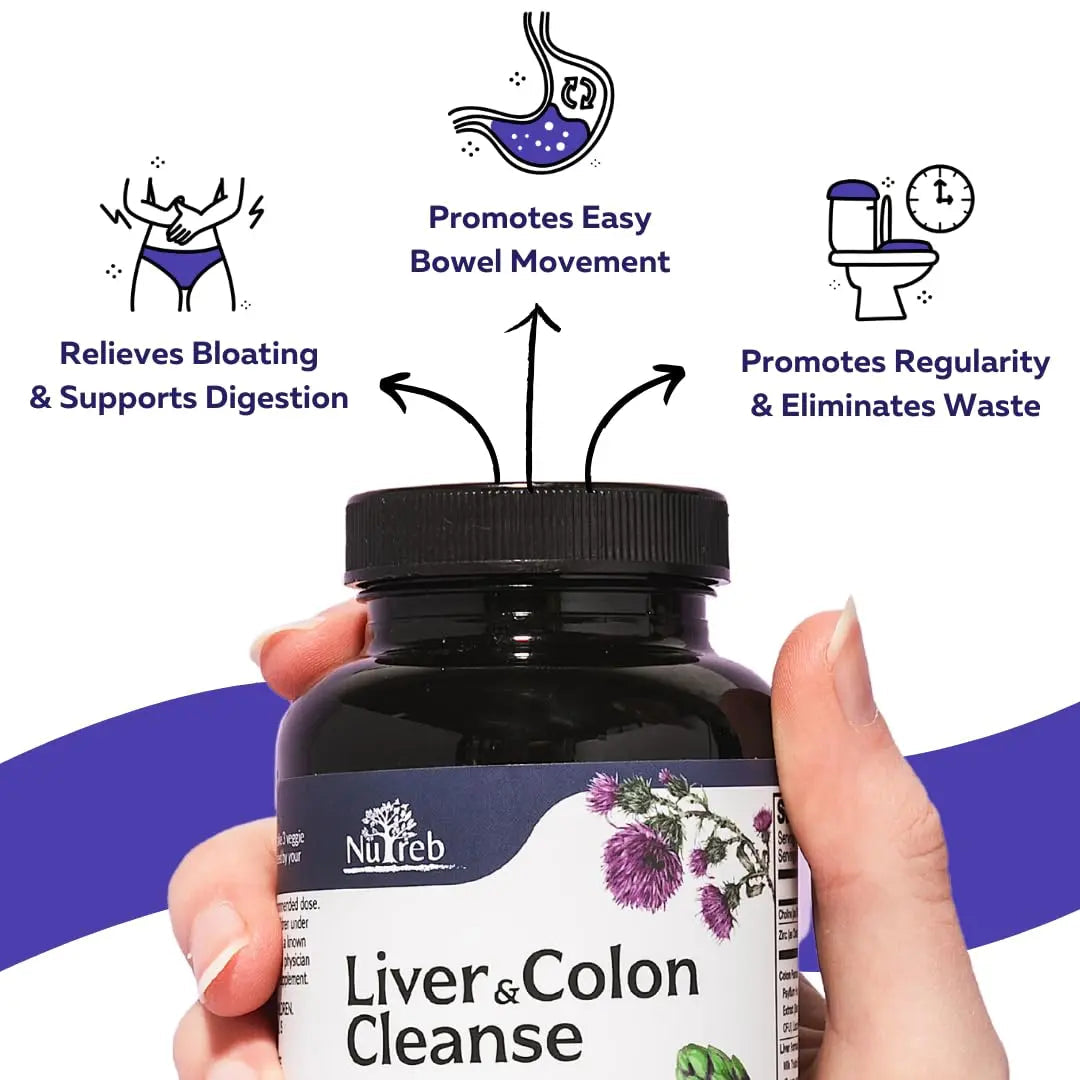 Liver Cleanse Detox & Repair with Colon Cleanse - Milk Thistle, Dandelion Root, Psyllium Husk Fiber Nutreb Au supplements