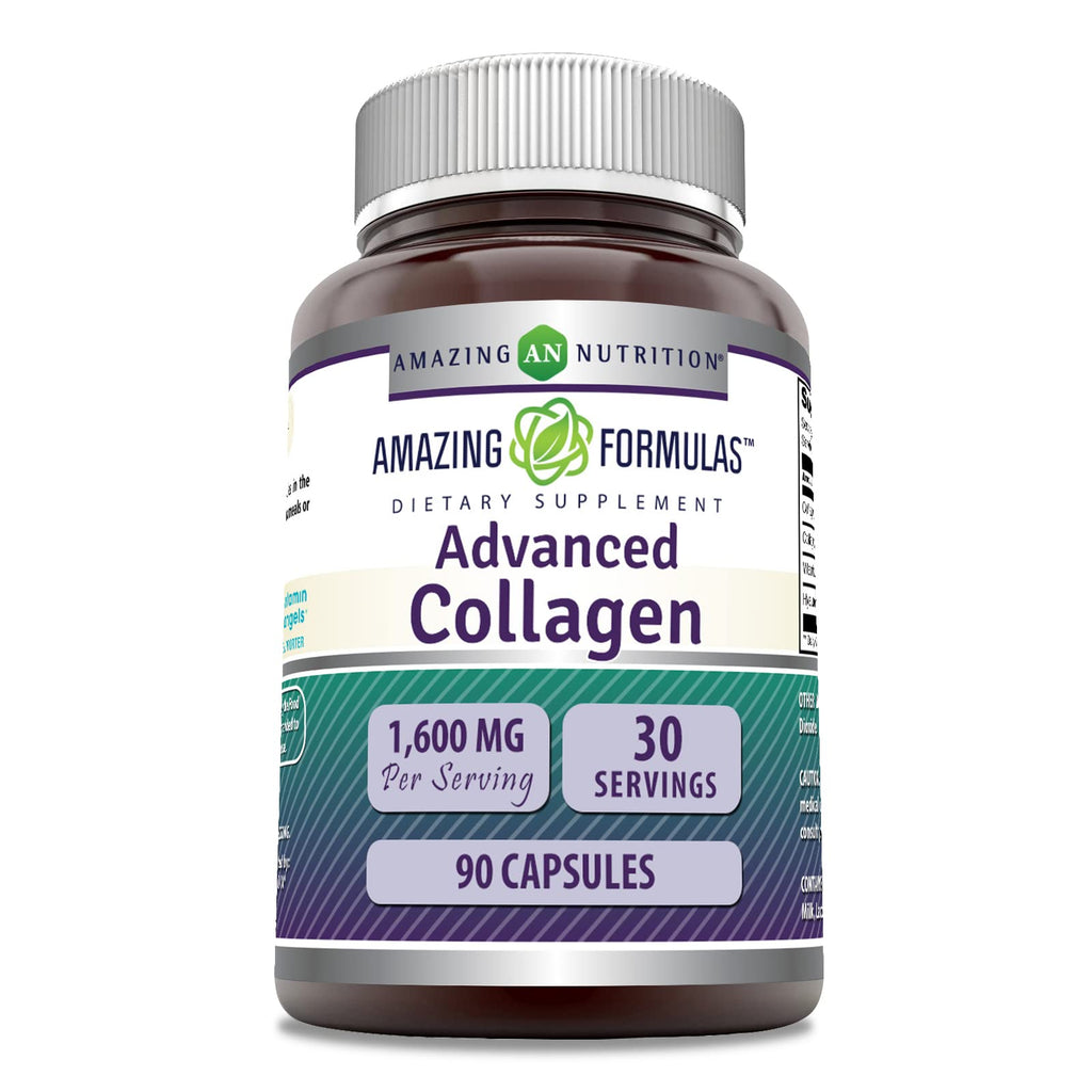 Amazing Formulas Advanced Collagen Supplement | Collagen Type I, II & III with Vitamin C & Hyaluronic | 1600 Mg Per Serving | 90 Capsules | Non-GMO | Gluten-Free | Made in USA Amazing Nutrition Au supplements