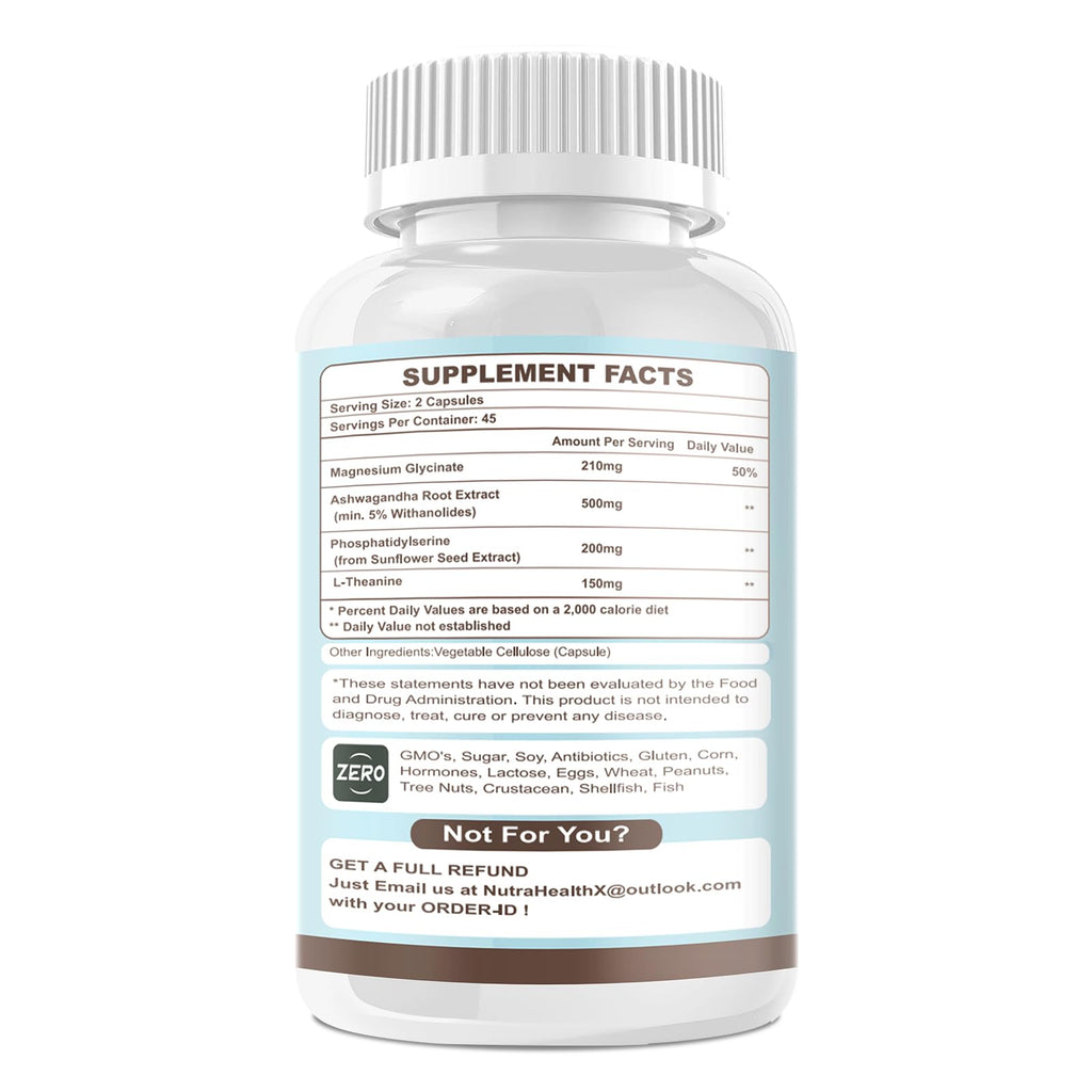 VitaHarbor Cortisol Supplement for Women and Men, 4-in-1 Cortisol Reducer with Magnesium Glycinate, Ashwagandha, Phosphatidylserine, L-Theanine, for Relaxation & Calm Support, 90 Veg Caps VitaHarbor Au supplements