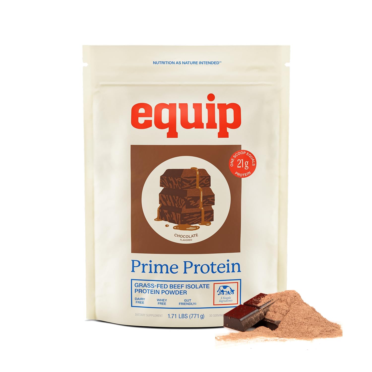 Equip Foods Prime Protein Powder | Clean, Grass Fed Beef Protein Powder | Carnivore Protein Isolate | Paleo, Keto Friendly | Gluten & Dairy Free | Helps Build & Repair Tissue