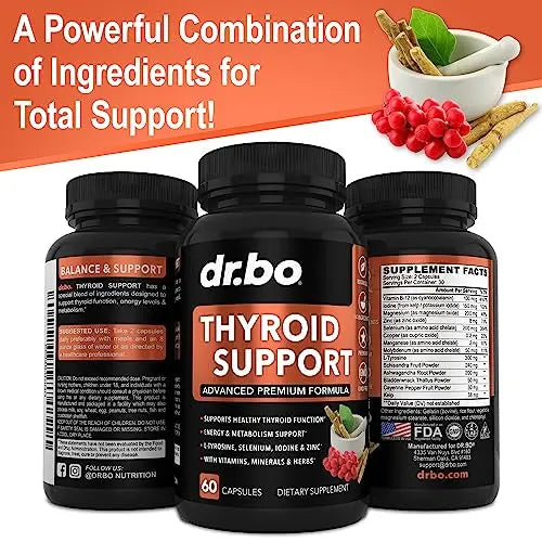 Thyroid Support for Women & Men Supplement - Natural Metabolism, Mood & Energy Enhancer DR. BO Au supplements