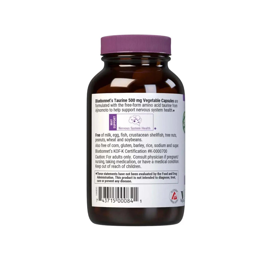 Bluebonnet Taurine 500 mg Vitamin Capsules, 50 Count BlueBonnet Au supplements