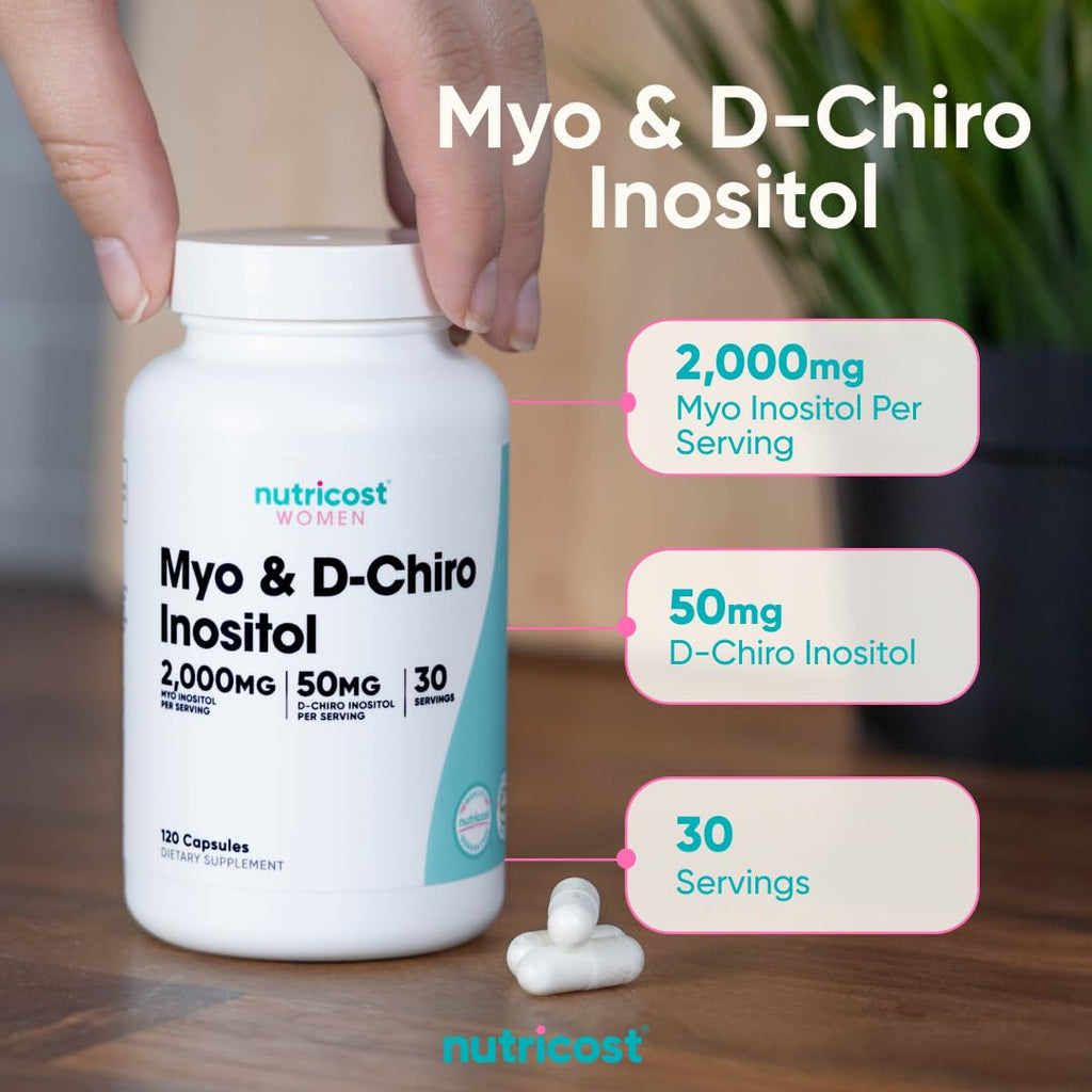 Nutricost Myo Inositol & D-Chiro Inositol for Women 2000mg, 120 Capsules, 2000mg Myo & 50mg D-Chiro Per Serving, 30 Servings