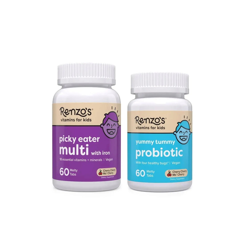 Renzo's Vitamins Happy Tummies Bundle, Probiotics for Kids and Picky Eater Kids Multivitamin Renzo's Au supplements
