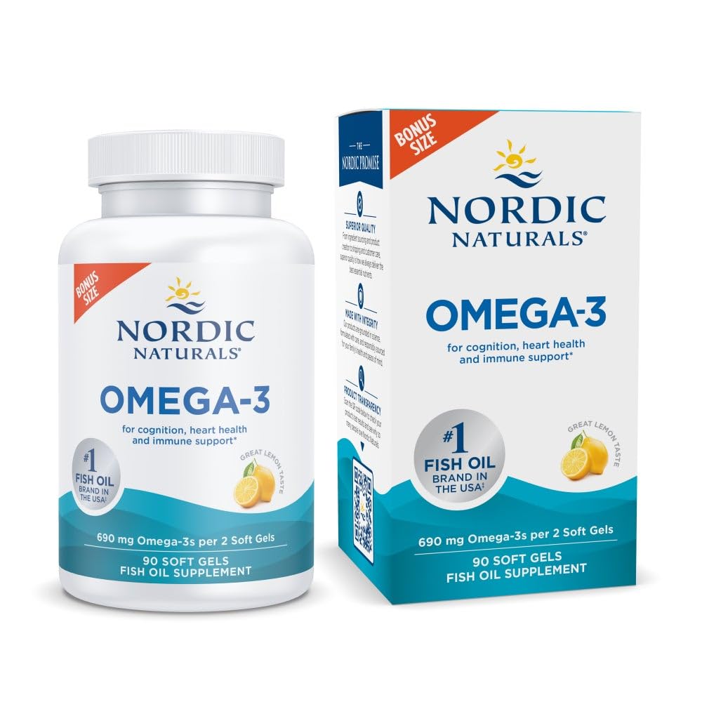 Nordic Naturals Omega-3, Lemon Flavor - 90 Soft Gels - 690 mg Omega-3 - Fish Oil - EPA & DHA - Immune Support, Brain & Heart Health, Optimal Wellness - Non-GMO - 45 Servings Nordic Naturals Au supplements