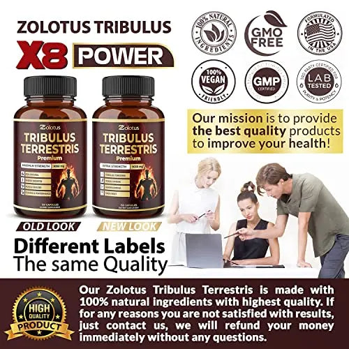 Tribulus Terrestris Supplement for Men & Women, 9050mg Per Capsule, 5-Month Supply Zolotus Au supplements
