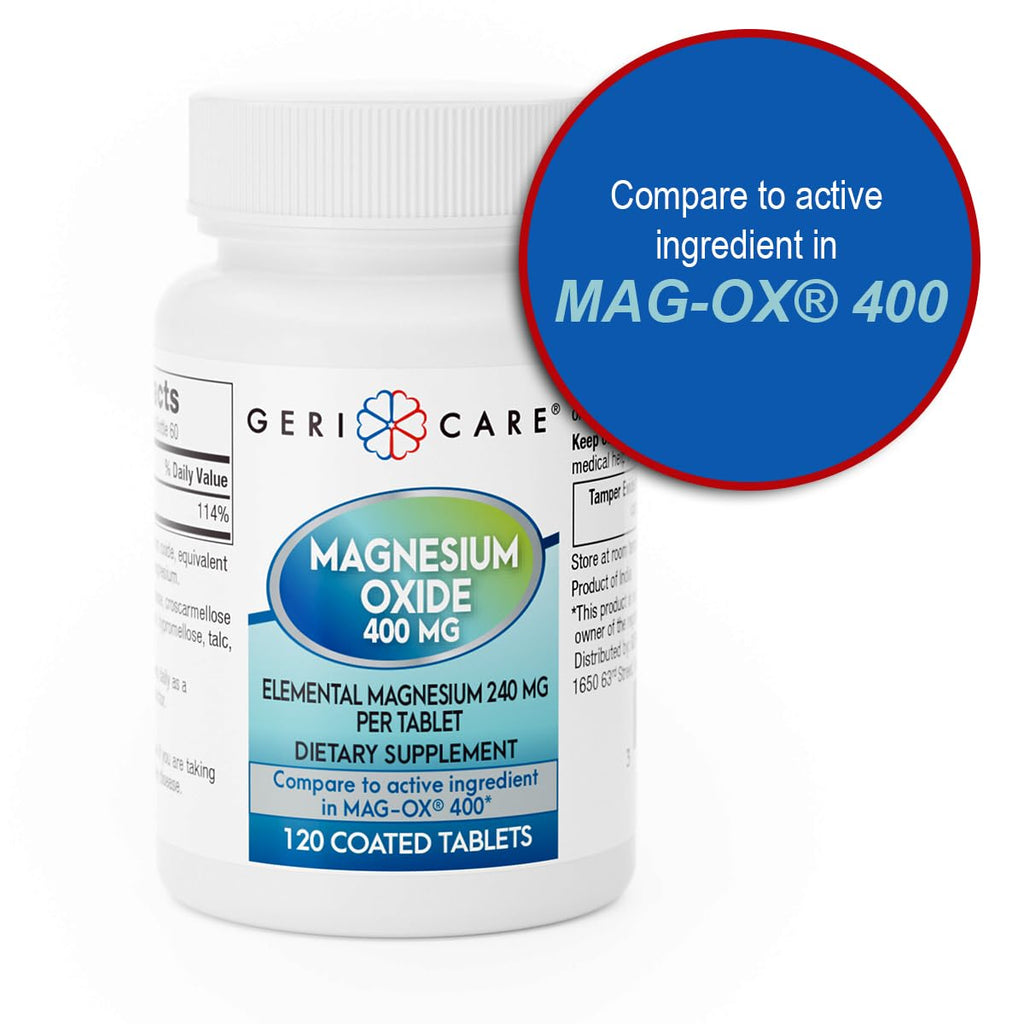 GeriCare Magnesium Oxide Supplement 240 mg of Elemental Magnesium, 120 Tablets, Essential Mineral Support, Promotes Vascular Health, Bone Strength, and Muscle Function (Pack of 1) GeriCare Au supplements