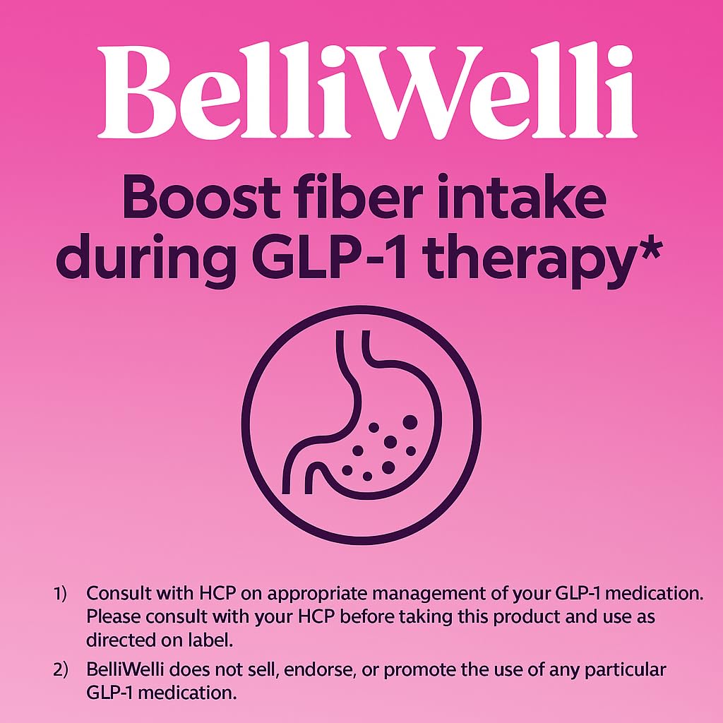 BelliWelli Fiber Supplement for Women & Men Premium Daily Fiber Powder from Organic Acacia with Added Collagen Electrolytes & Probiotics No Bloat Constipation