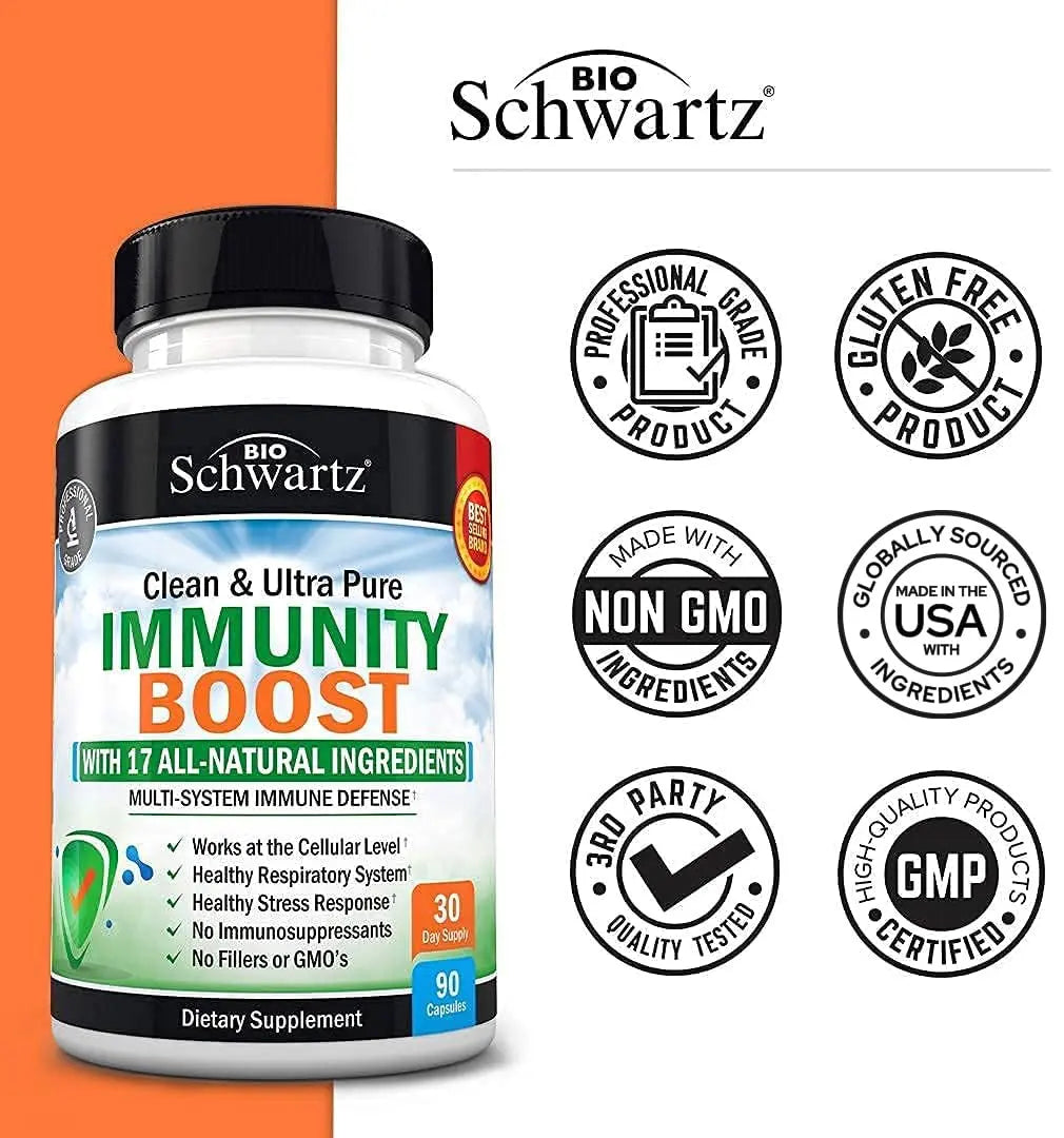 Immune Support Supplement with Vitamin C 1000mg Zinc Elderberry Extract Ginger BioSchwartz Au supplements