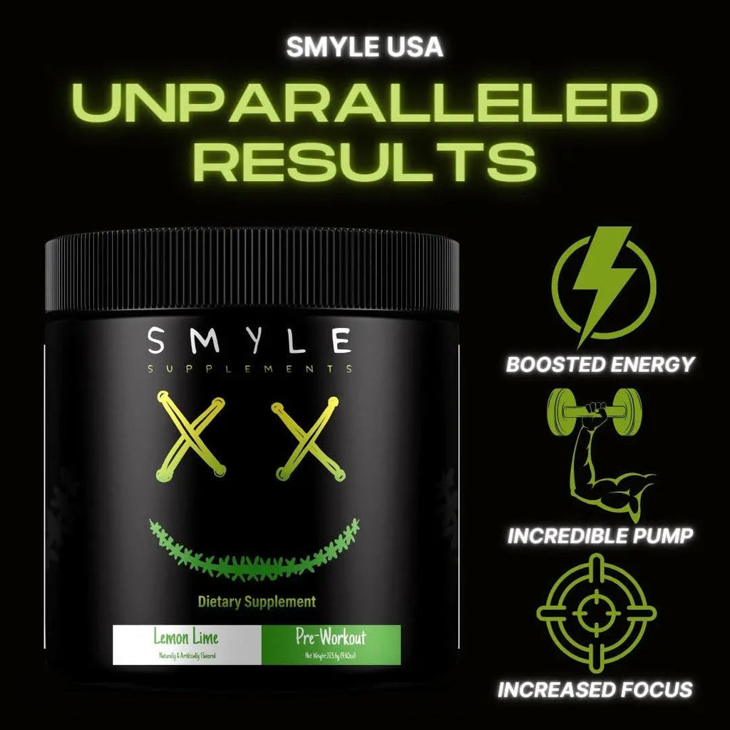 Smyle USA Pre-Workout Powder Lemon Lime - Pre Workout Energy with 400mg Alpha Smyle Supplements Au supplements