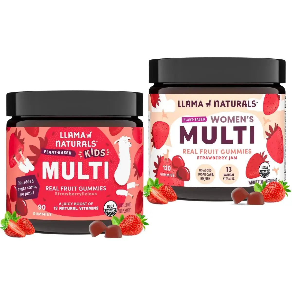 Llama Naturals Real Fruit Multivitamin Gummies | Kids & Women's Whole Food-Based Vitamins | No Added Cane Sugar | Llama Naturals Au supplements