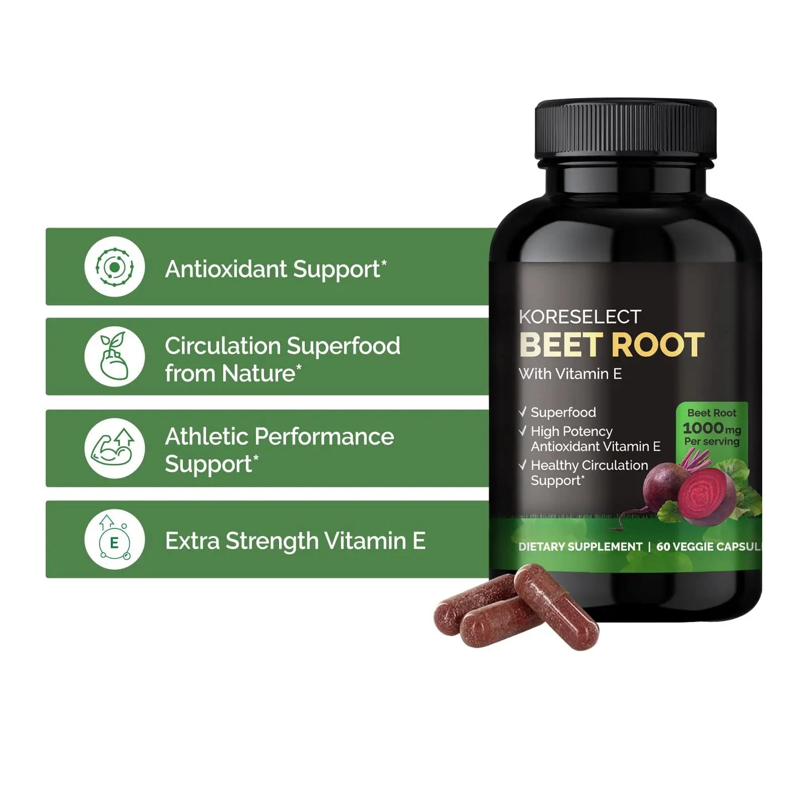 KORESELECT Beet Root & Tart Cherry Capsules 16,000mg Capsules Bundle for Nitric Oxide KORESELECT Au supplements