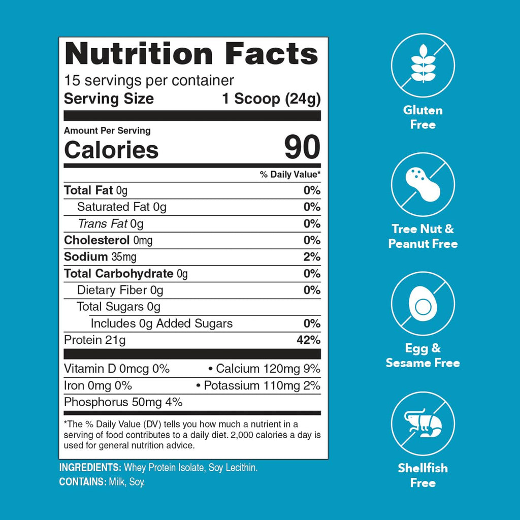 Unjury Unflavored Protein Powder | 21g 100% Whey Isolate Protein Powder | Unflavored Whey Protein Powder | Low Carb and Sugar Free Whey Protein Isolate | Gluten Free