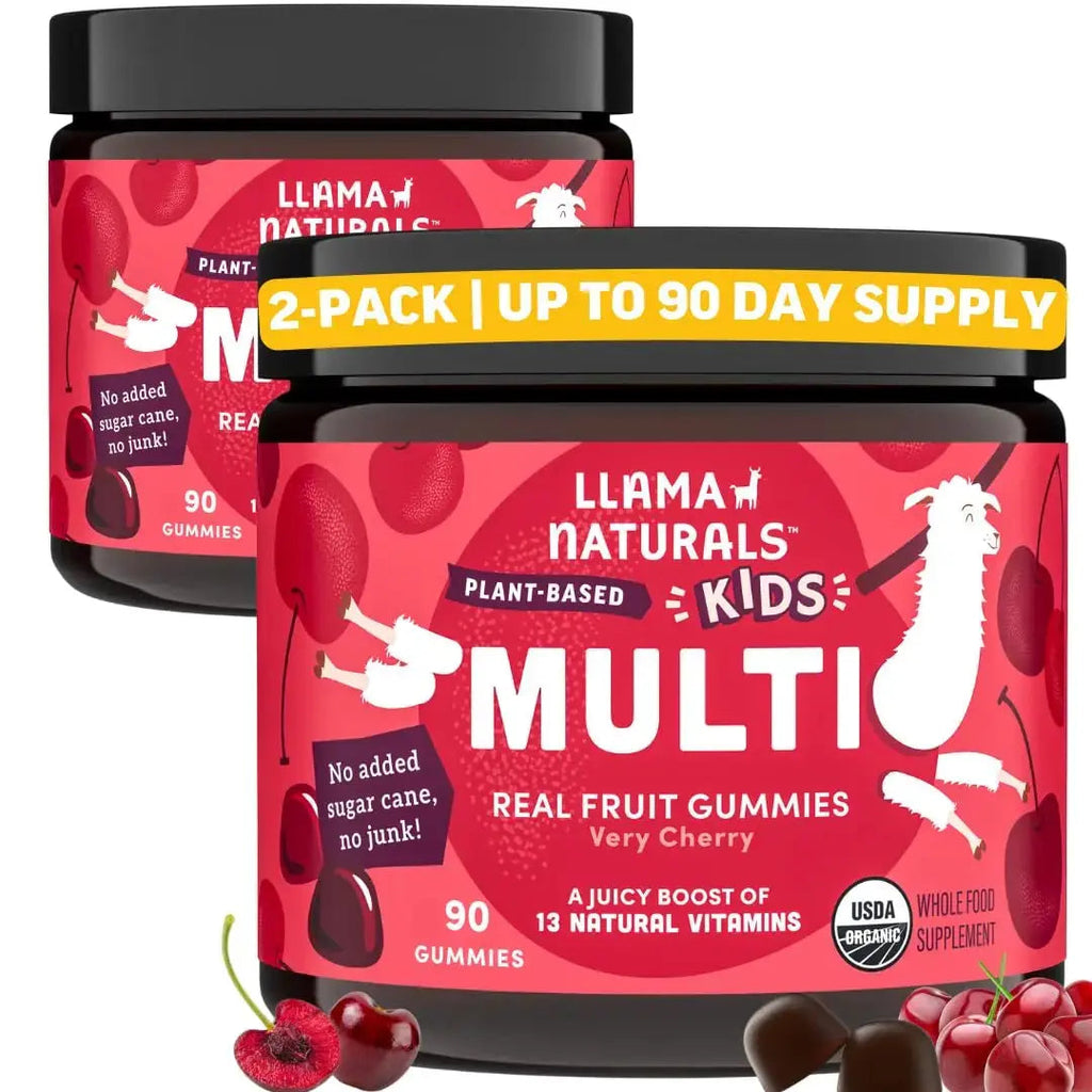 Llama Naturals Kids Multivitamin Gummies | Real Fruit, No Added Sugar Cane | Organic Vegan Toddler Whole Food Vitamins | Llama Naturals Au supplements