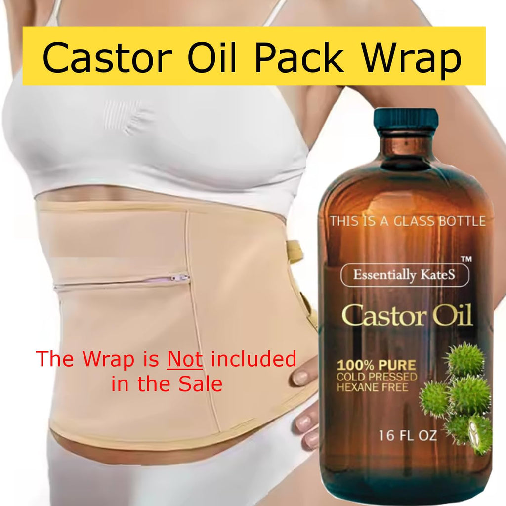 Essentially KateS Castor Oil 16 Fl Oz (Glass Bottle) - Original - A Huge Glass Bottle with a Pump - 100% Pure and Natural