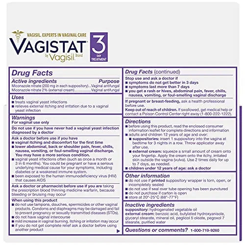 Vagistat 3 Day Yeast Infection Treatment for Women, Relieves External Itching and Irritation Vagisil Au supplements