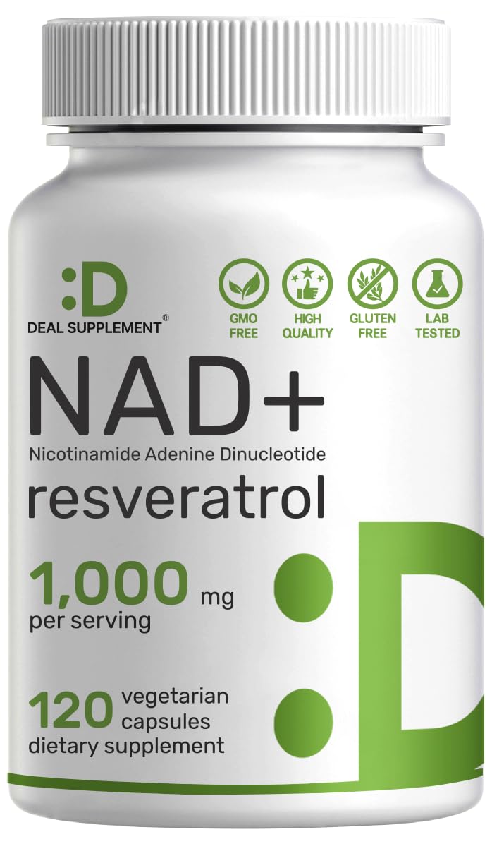 NAD+ Resveratrol Supplement 1,000mg Per Serving, 120 Veggie Capsules | 2-in-1 Extra Strength NMN Supplement Alternative | NAD Supplements for Women & Men | Non-GMO, Gluten Free DEAL SUPPLEMENT Au supplements