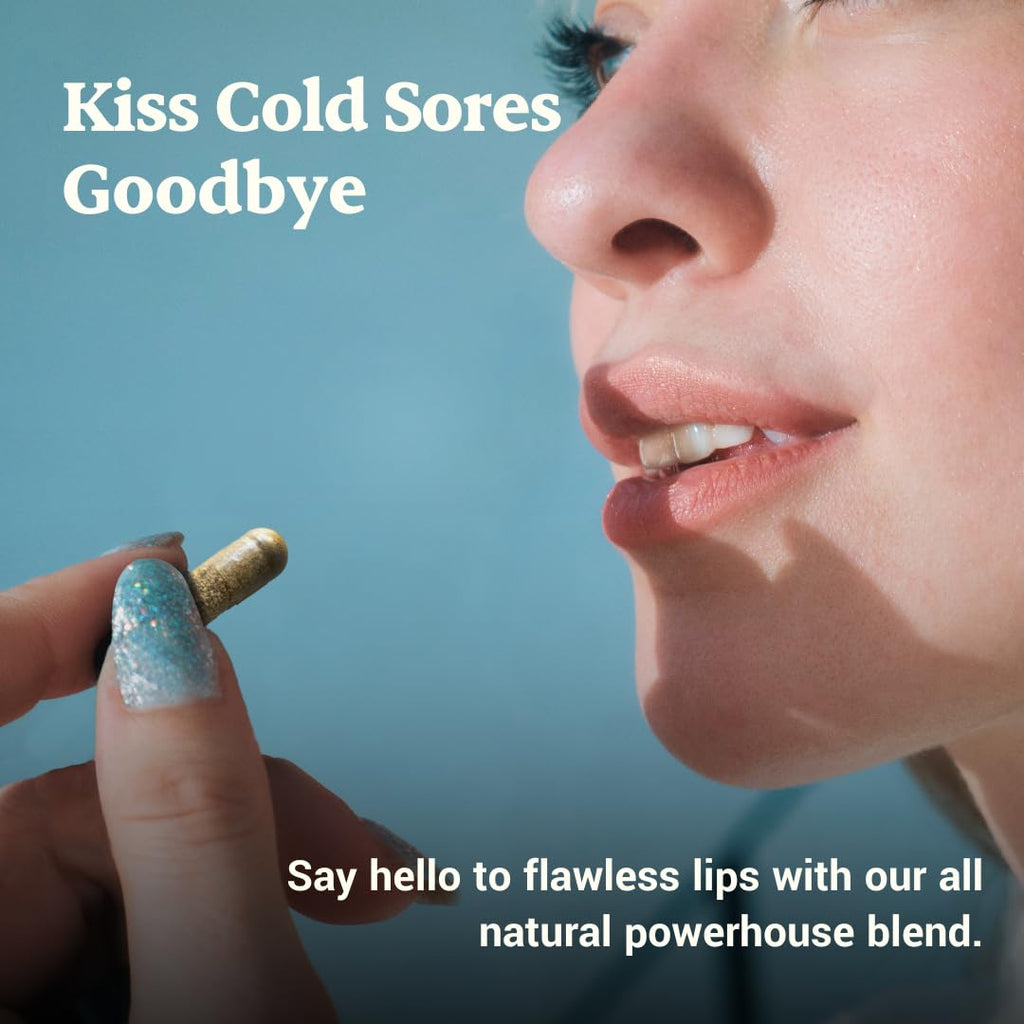 L-Lysine Cold Sore Treatment For Lips With Immune Support - L Lysine 1000mg Capsules, Chaga, Bee Propolis, Vitamin C, Zinc & Licorice Root Extract - Non-GMO, Vegetarian,