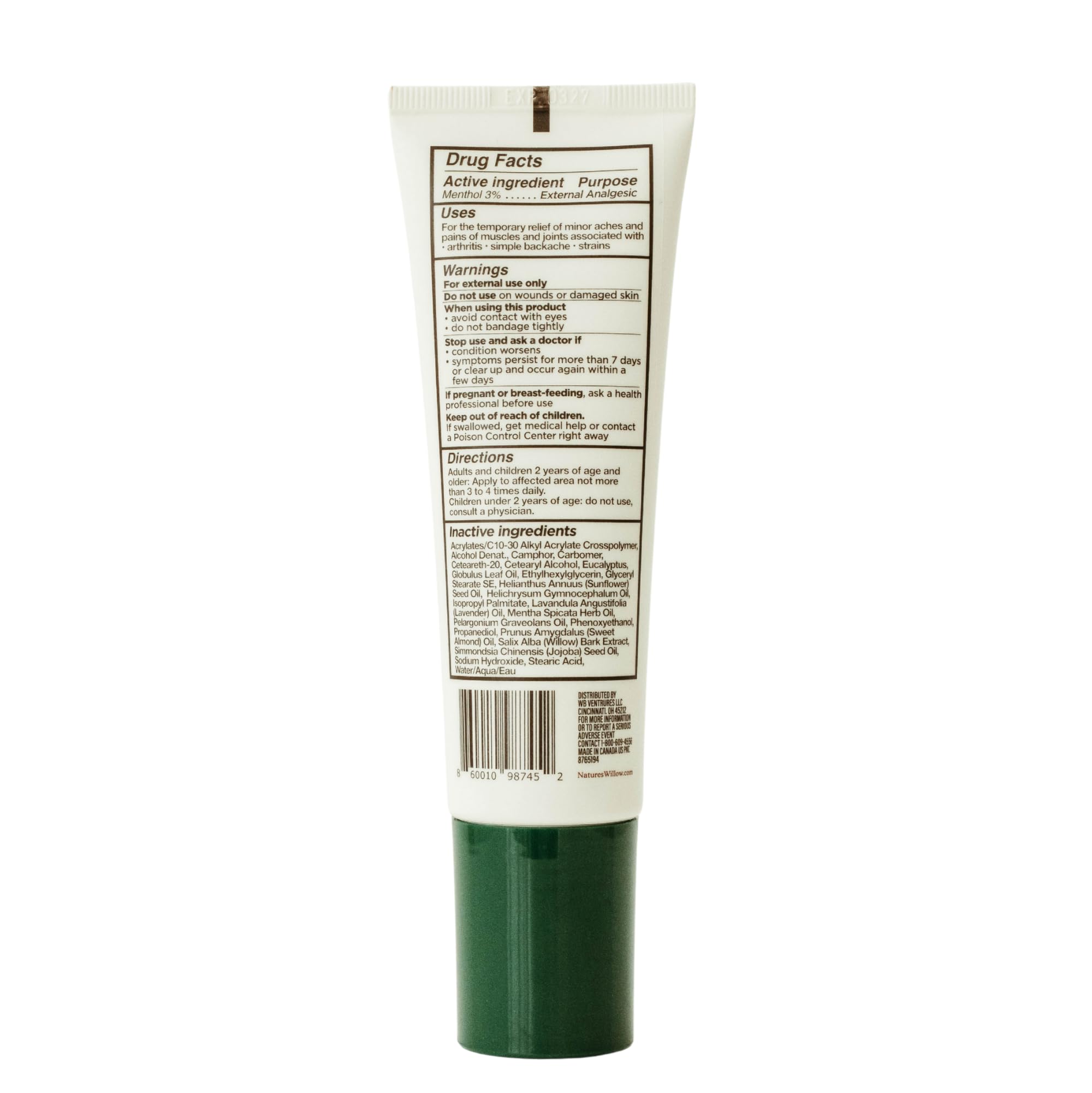 NEW Nature's Willow ROLL-ON Pain Relief | Fast-Acting, No-Mess Relief for Back, Neck, Knees & Joints | Willow Bark & Menthol | Clean, Fresh Scent | No Dyes or Artificial Fragrance | 3.1 fl oz | 3-Pack Nature's Willow Au supplements