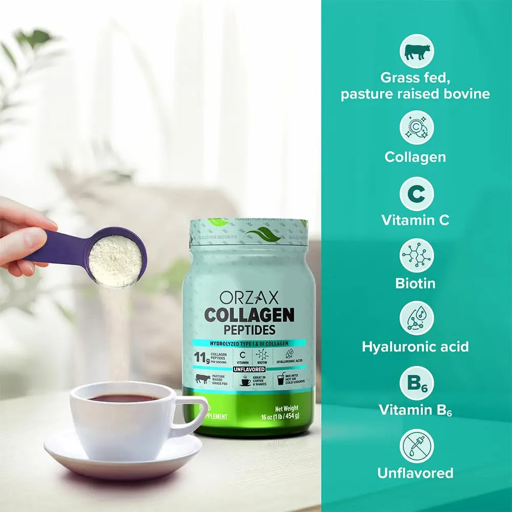 ORZAX Collagen Peptides Powder Unflavored - Hair, Skin and Nails Vitamins - Bone ORZAX Au supplements