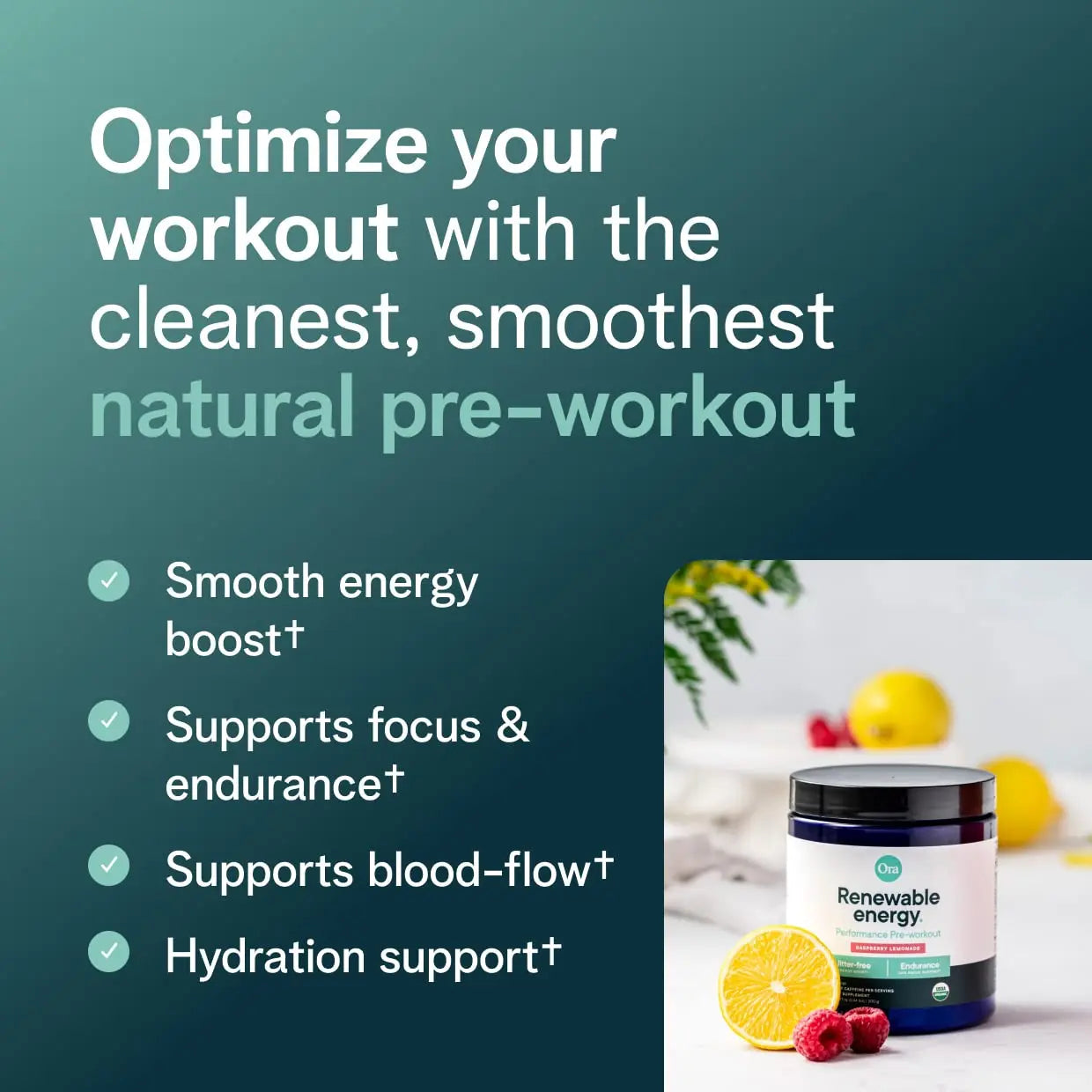 Ora Organic Natural Pre Workout Powder - Raspberry Lemonade Flavor- Provides Jitter Free Ora Organic Au supplements