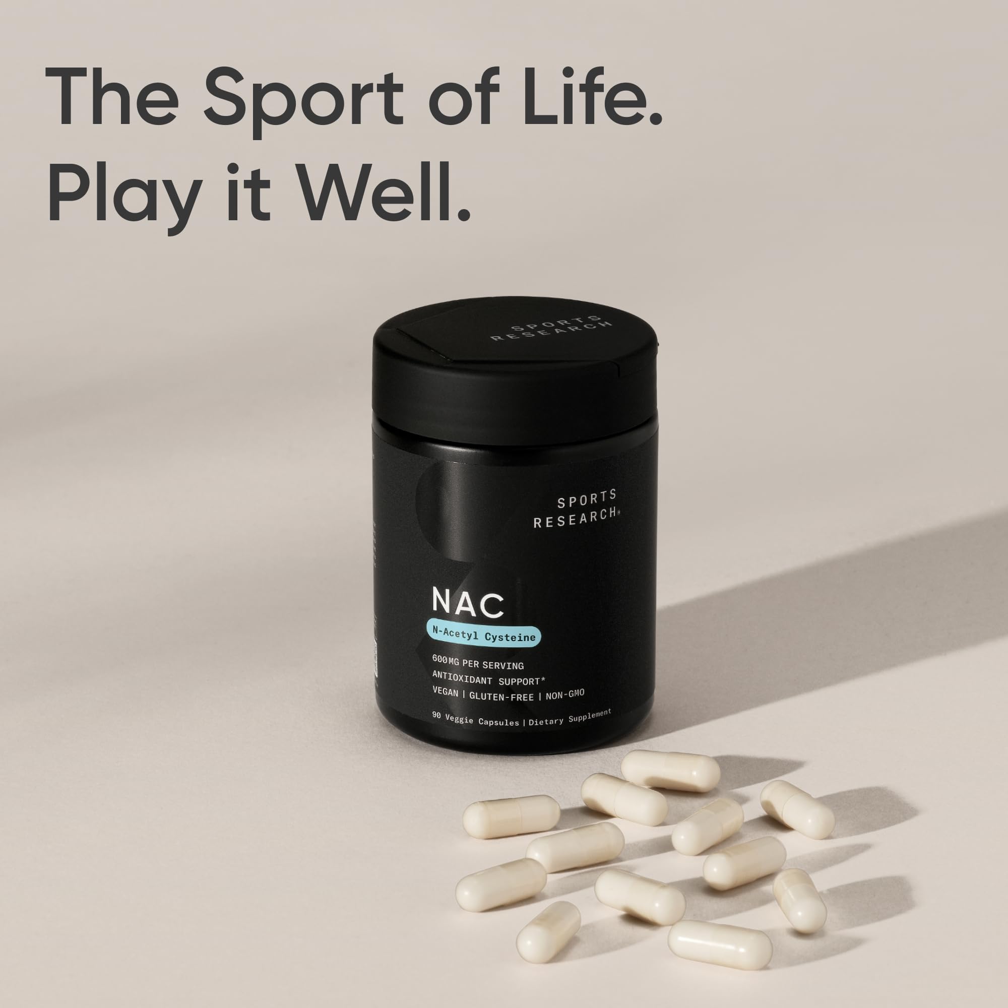 Sports Research Vegan NAC Supplement (N-Acetyl Cysteine) 600 mg - Supports Antioxidant Activity - NAC 600 mg - Non-GMO