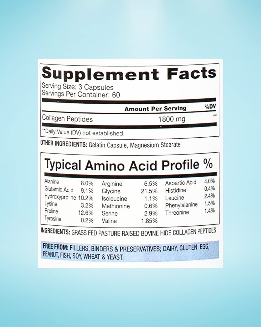 BioOptimal Collagen Peptides Capsules - Grass-Fed, Pasture-Raised Hydrolyzed Protein S]n-GMO, Zero Sugar Daily Pills for Men & Women (180 Capsules)
