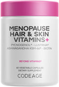 Codeage Menopause Hair & Skin Vitamins+ - Patented Lustriva, Pycnogenol, KSM-66 Ashwagandha - Hair Density Skin Perimenopause Support - Menopause Supplement - 10,000 Mcg Biotin, Wild Yam - 60 Capsules Codeage Au supplements