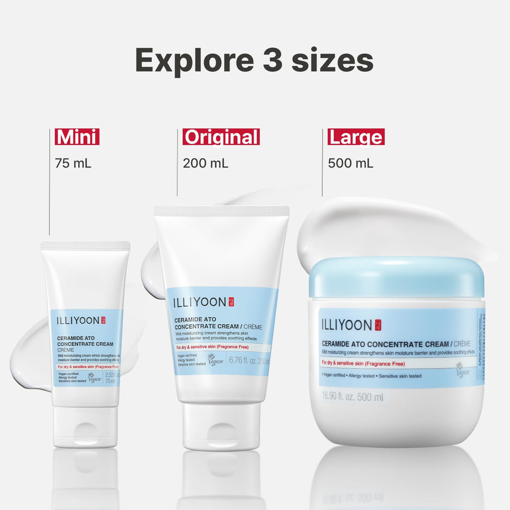 Illiyoon Ceramide Ato Concentrate Cream | Moisturizer for Dry & Sensitive Skin, 100hr Lasting Hydration