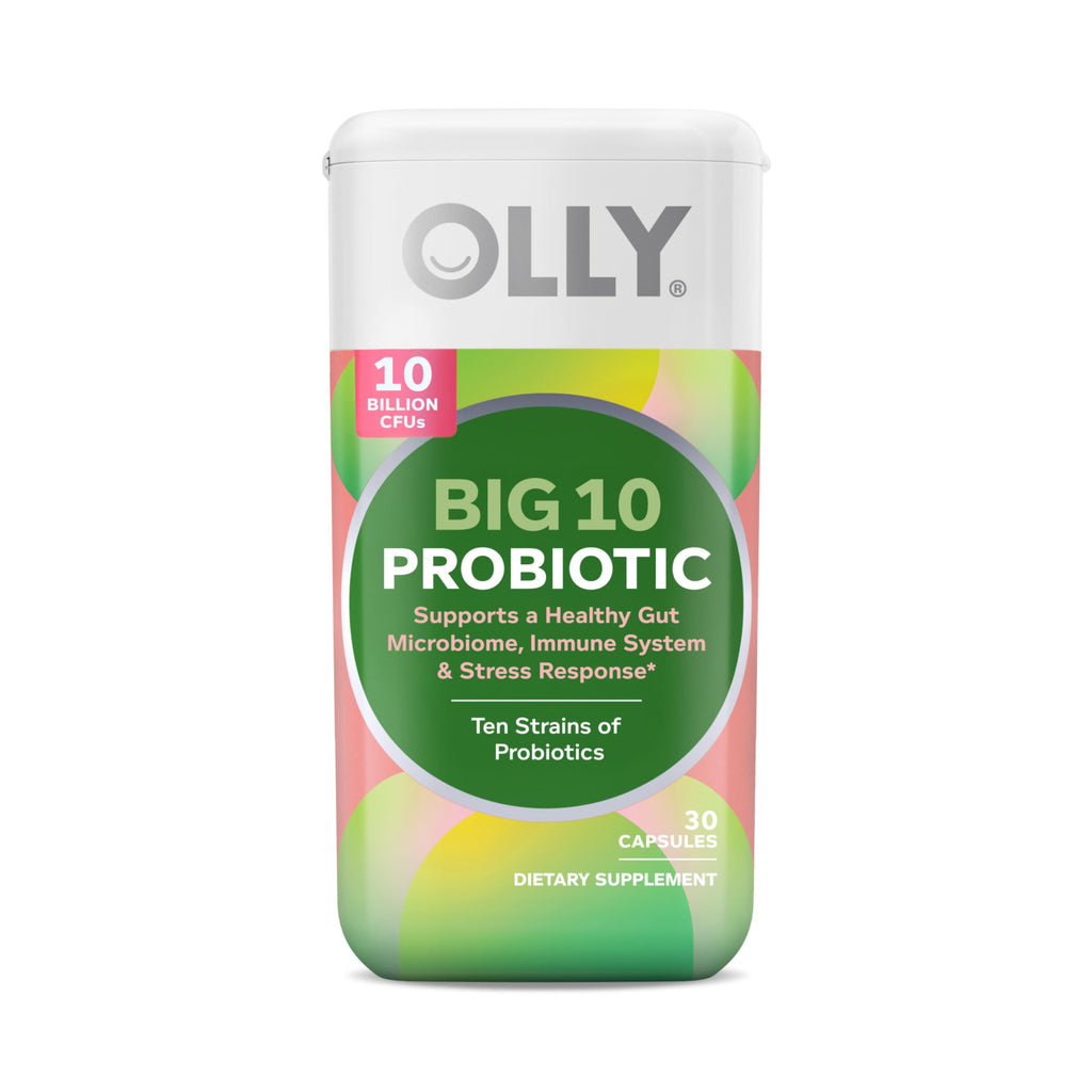 OLLY Big 10 Probiotic, Supports a Healthy Gut Microbiome,* 10 Billion CFUs, 30 Day Supply - 30 Count OLLY Au supplements