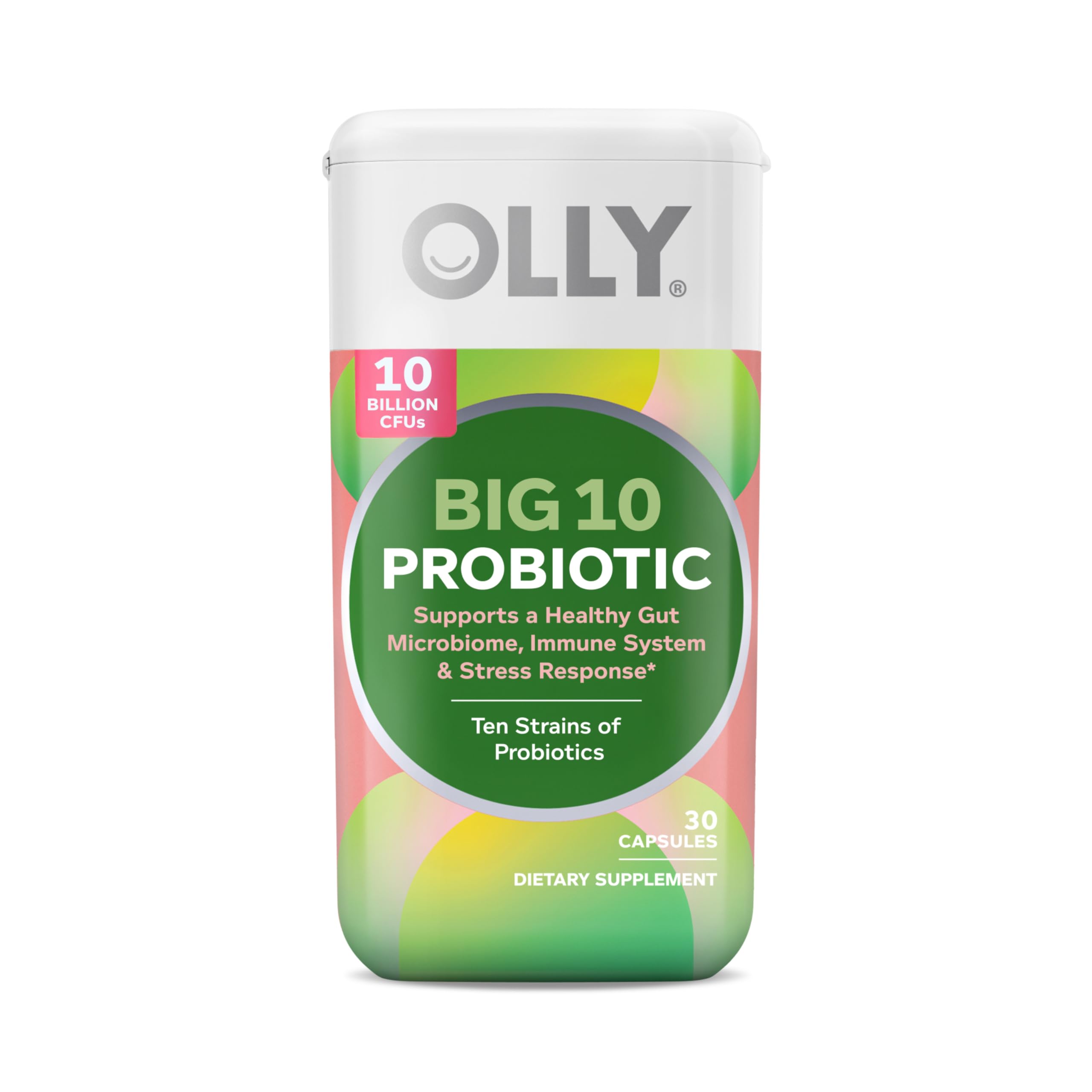 OLLY Big 10 Probiotic, Supports a Healthy Gut Microbiome,* 10 Billion CFUs, 30 Day Supply - 30 Count OLLY Au supplements