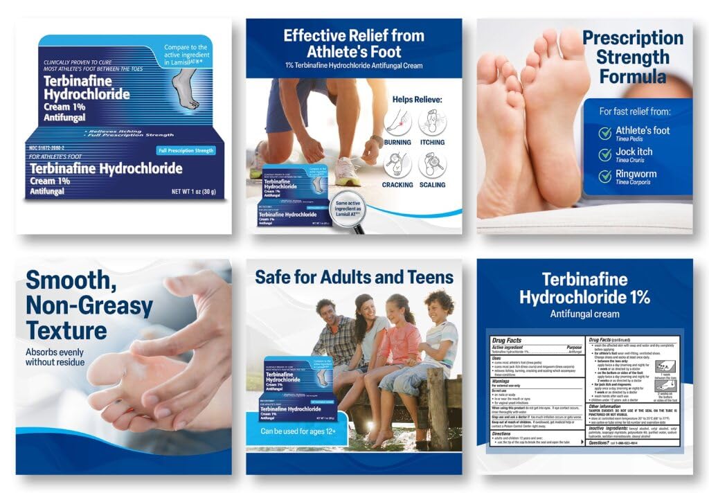 TARO Terbinafine Hydrochloride antifungal Cream 1% - Athletes Foot Cream Extra Strength