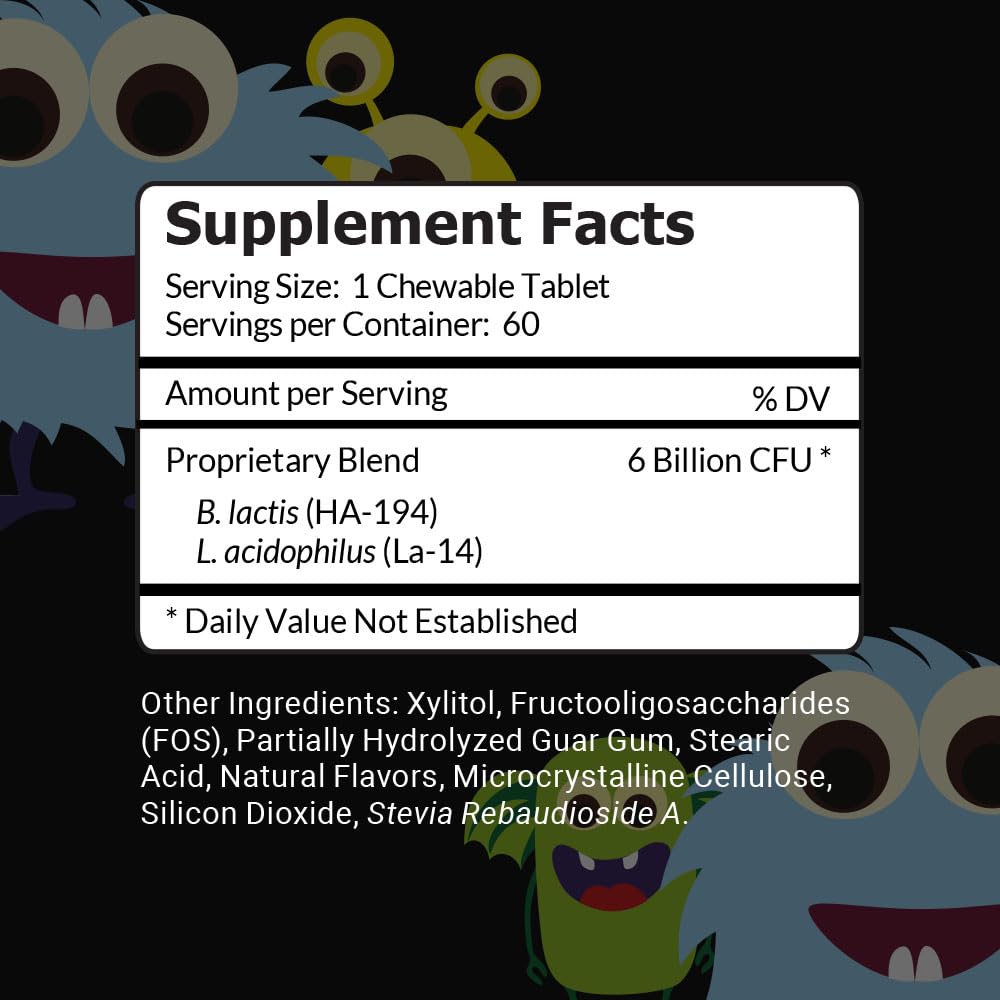 Intelligent Labs Kids/Children Probiotics 6 Billion CFU with Prebiotics, PHGG & FOS, Once-Daily Chewable, Great Taste, 10x Effectiveness